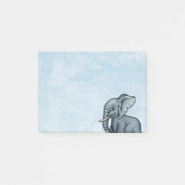 Un elefante lindo en notas Blue Post-it