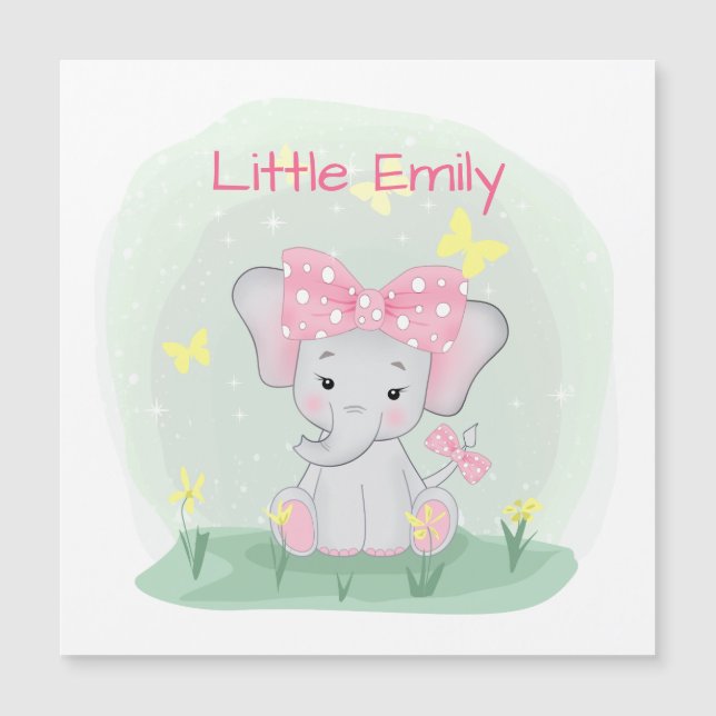 Un elefante pequeño con una proa rosa en un claro (Anverso)
