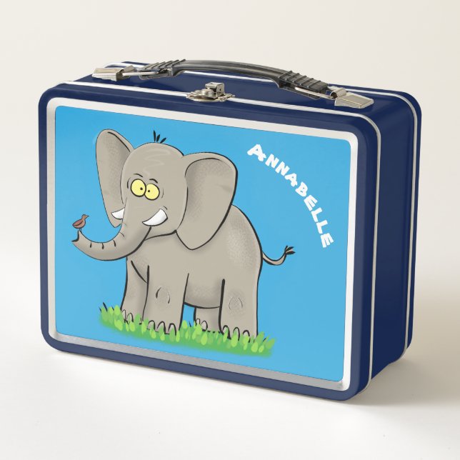 Un extraño elefante gracioso con un pájaro en el p (Anverso)