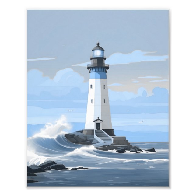 Un faro azul pintando una foto de ampliación (Frente)