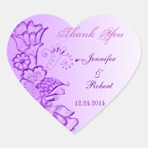 Un favor morado de boda floral gracias pegatinas