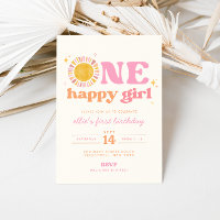 Un feliz Chica Boho Sun Invitación de primer cumpl