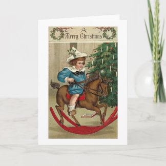 Un Feliz Niño de Navidad y un caballo rocoso