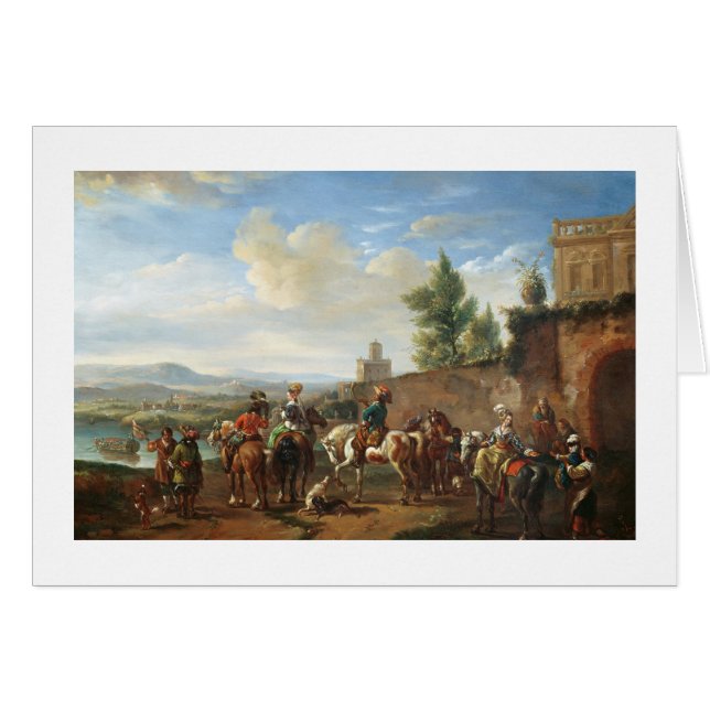 Un fiesta de la caza por una casa de campo (aceite (Anverso (Horizontal))