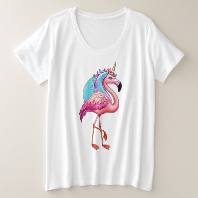Un flamingo con un cuerno de unicornio. (Anverso del diseño)