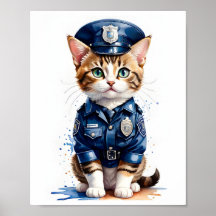 Un gatito agudo en el arte acuarela con uniforme d