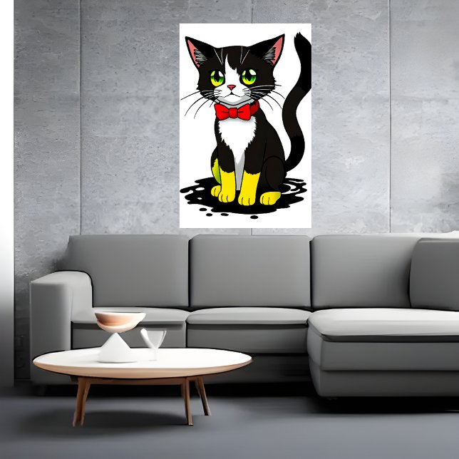 Un gatito blanco negro adorable | Arte IA (Subido por el creador)