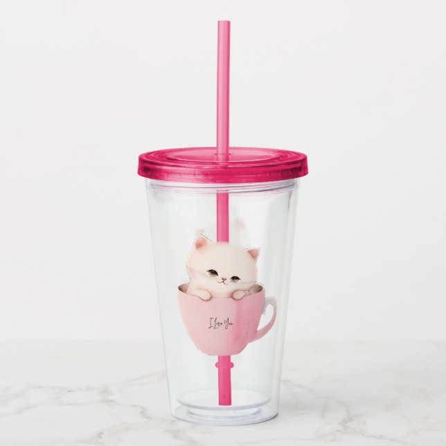 Un gatito lindo en una taza de té (Anverso)