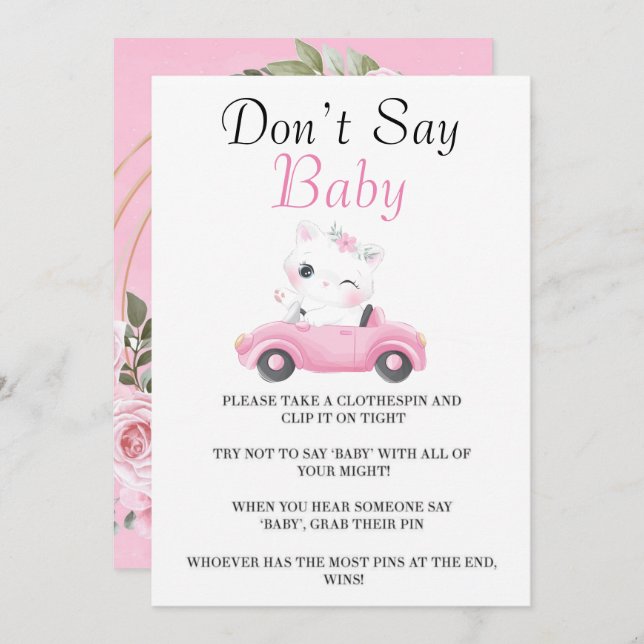 Un gato bonito, un coche rosa, no digas tarjetas p (Anverso / Reverso)