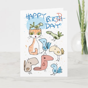 ¿Un gato con una tarjeta de cumpleaños... o una ta