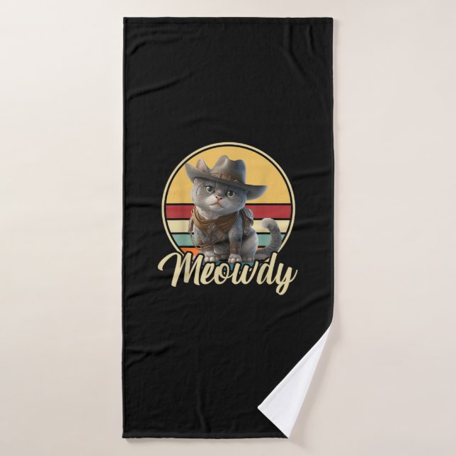 Un Gato Cowboy Funny Mashup Meow Howdy Kitten Aver (Toalla de baño)