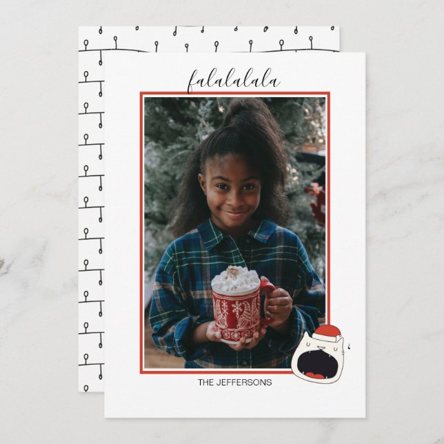 Un gato de canto lindo Fa La La La Navidad Foto (Anverso / Reverso)