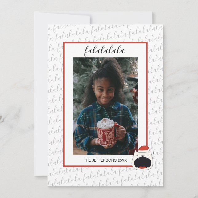 Un gato de canto lindo Fa La La La Navidad Foto (Anverso)