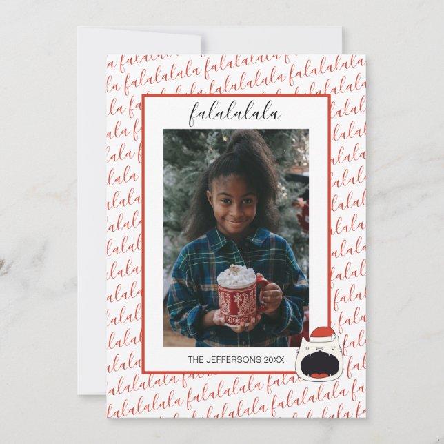 Un gato de canto lindo Fa La La La Navidad Foto (Anverso)