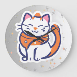 Un gato de tuxedo blanco y rosa muy feliz reloj de