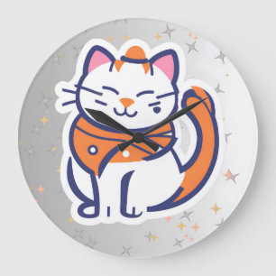 Un gato de tuxedo blanco y rosa muy feliz reloj de