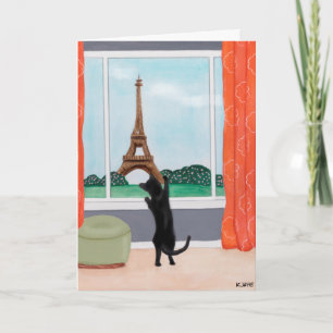 Un gato en París - Tarjeta de felicitación de arte