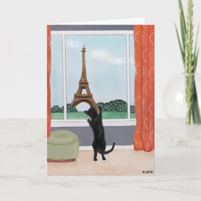 Un gato en París - Tarjeta de saludo Bella Artes (Anverso)