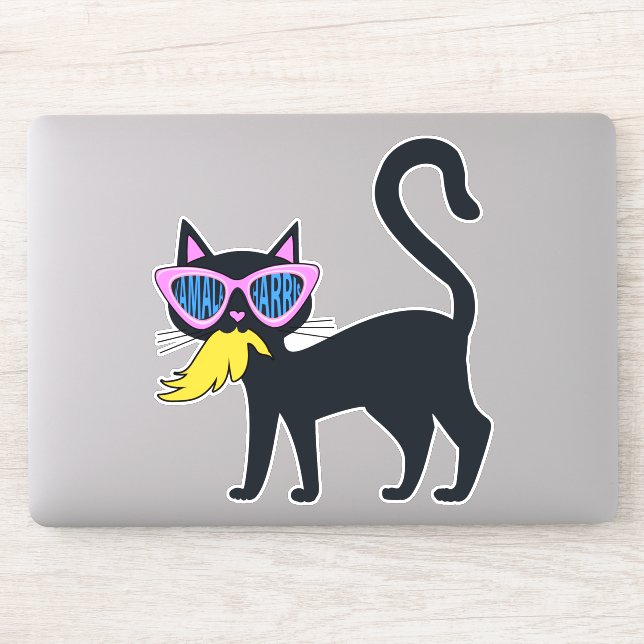 Un gato gracioso que Kamala se come a Pegatina ele (Ordenador)