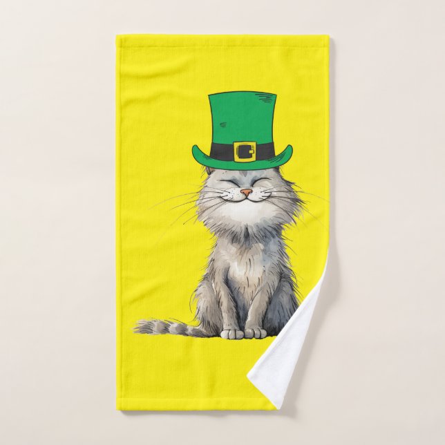 Un gato irlandés feliz (Toalla de mano)