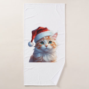 Un gato lindo con sombrero santa camiseta clásica