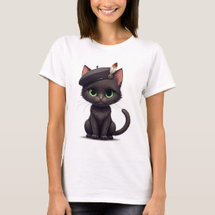 Un gato lindo en una camiseta de Beret