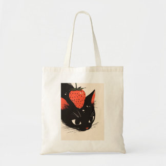 Un Gato Negro Con Una Bolsa De Tosta De Fresa