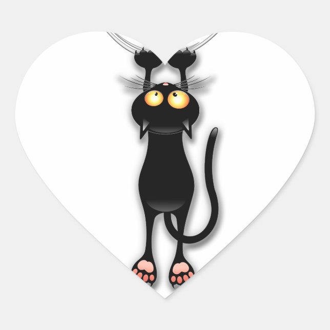 Un gato negro divertido cae Pegatina (Anverso)