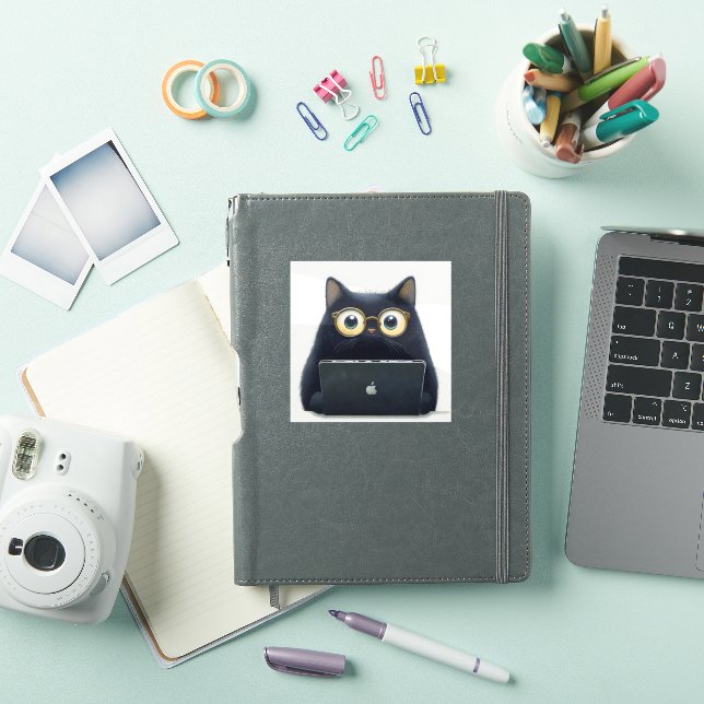 Un gato negro lindo en un Pegatina portátil (Funda para iPad)
