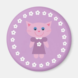 Un gato personalizado lindo en un imán de lila bon