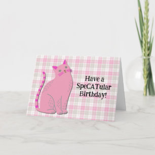 Un gato retro lindo en una tarjeta de cumpleaños d