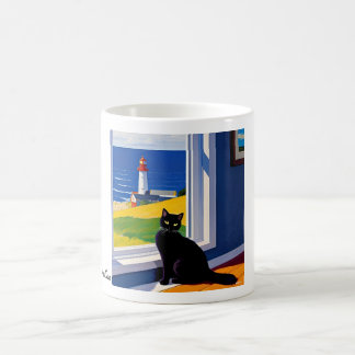 Un gato y una taza de faro