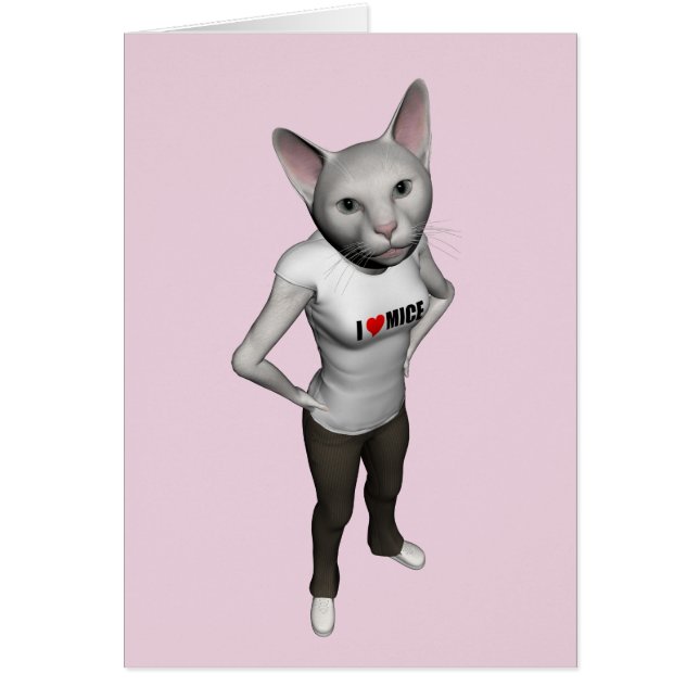 Un gracioso gato blanco siamés ama a los ratones (Frente)