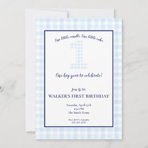 Un gran año - Invitación al cumpleaños Blue Gingha