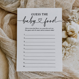 Un guión moderno Baby Shower adivina la tarjeta de