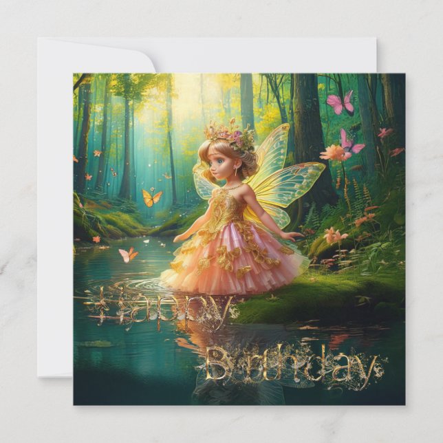 Un hada mágica en un estanque Feliz cumpleaños (Anverso)