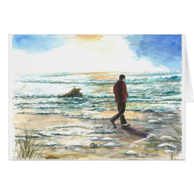 Un hombre en pensamiento en la playa (Anverso (Horizontal))