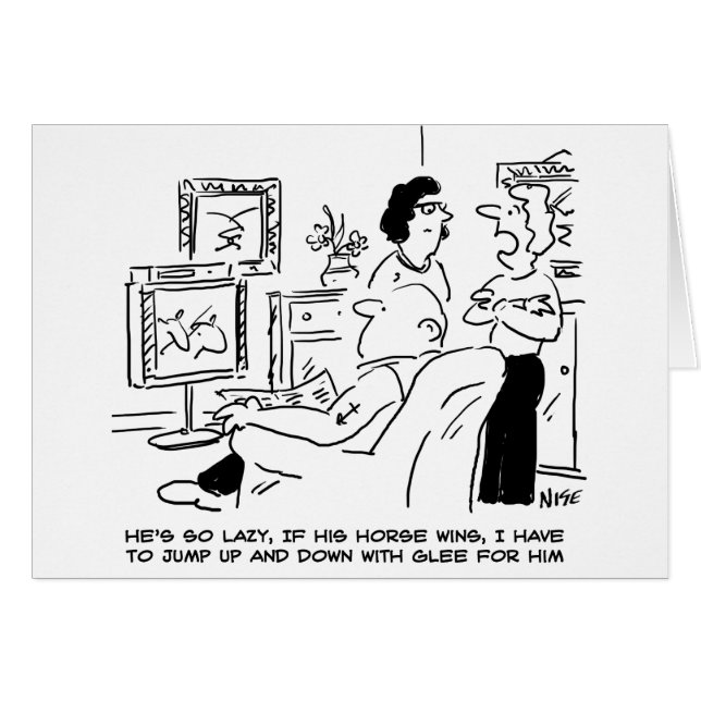 Un hombre perezoso ve la Carreras de caballo en la (Anverso (Horizontal))