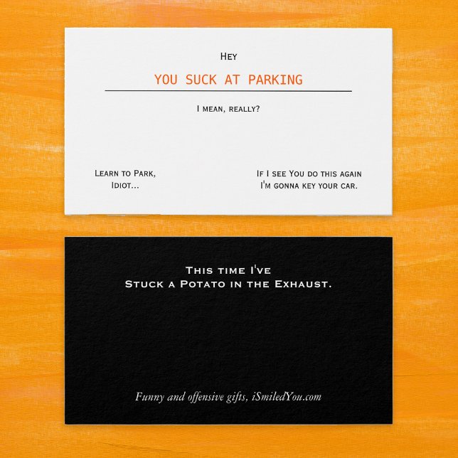 Un Humor Raro Y Gracioso Que Te Sumerges En La Tar (Funny Rude Humor You Suck At Parking Business Card)