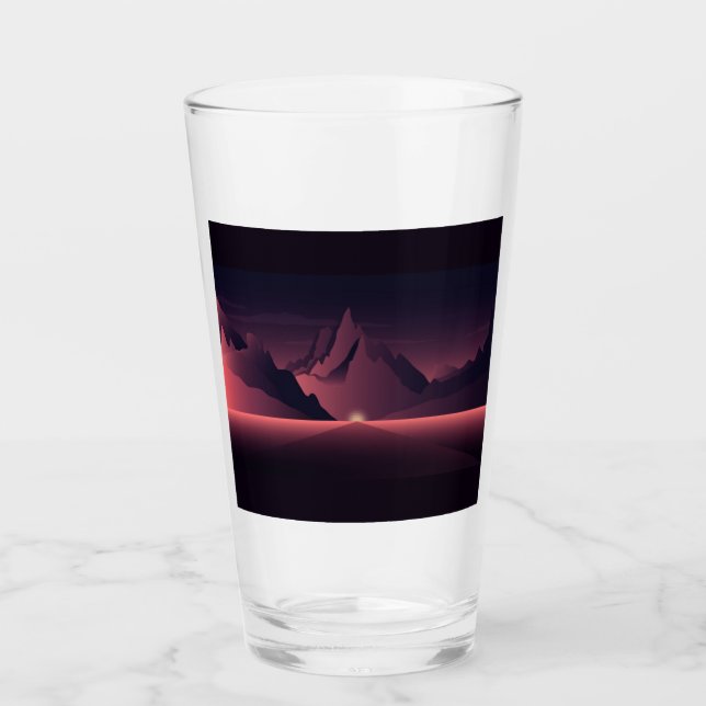 Un ilustracion de atardecer de montaña (Anverso)