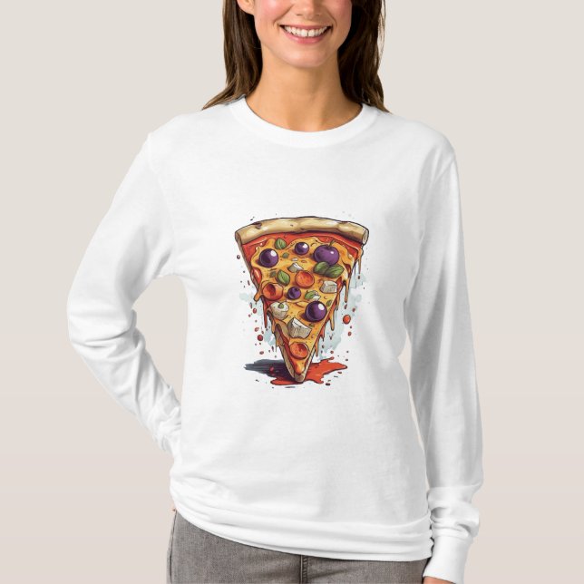 Un ilustracion de una rebanada de pizza, camiseta (Anverso)