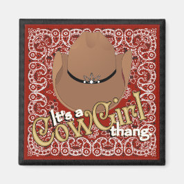 Un imán de vaquilla de vaca Thang Red Bandana