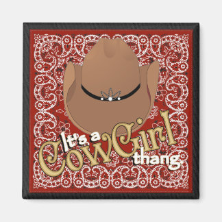 Un imán de vaquilla de vaca Thang Red Bandana