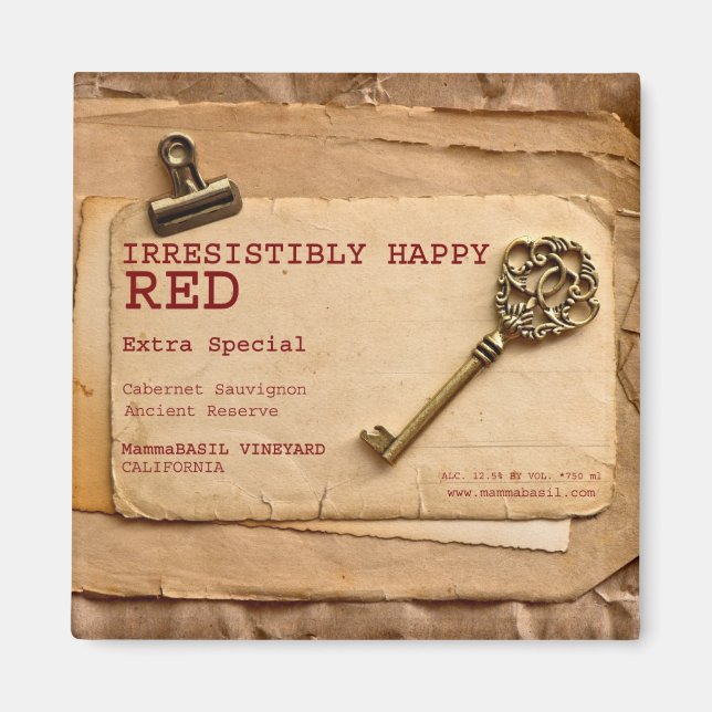 ¡Un imán de vino rojo irresistiblemente feliz! (Frente)