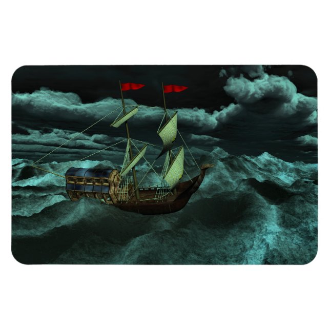 Un imán flexible de mar salvaje y tormentoso (Horizontal)