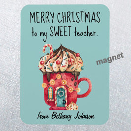 Un imán lindo para un dulce maestro Feliz Navidad