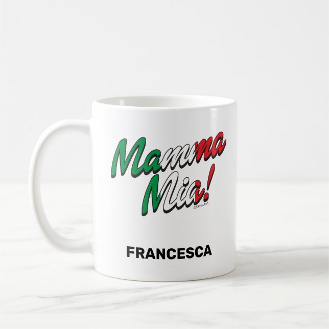 ¡Un italiano gracioso dice Mamma Mia! Taza (Izquierda)
