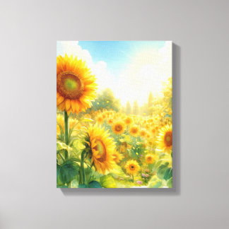 Un jardín de girasoles arte de pared - lienzo envu