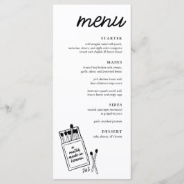 Un juego hecho en el menú de la cena Boda Heaven