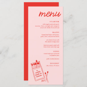 Un juego hecho en el menú de la cena Boda Heaven